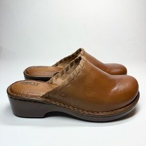 Born Women's Telly Brown Slide On Leather Clogs Braided Detail‎ Size 10